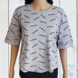 NWT BEBE WOMEN'S GRAY SPORT SHORT SLEEVE T-SHIRT